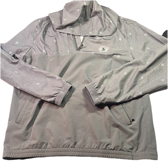 Original Penguin Light Quarter Zip All Over Print Logo EUC Men's Medium - Picture 1 of 7
